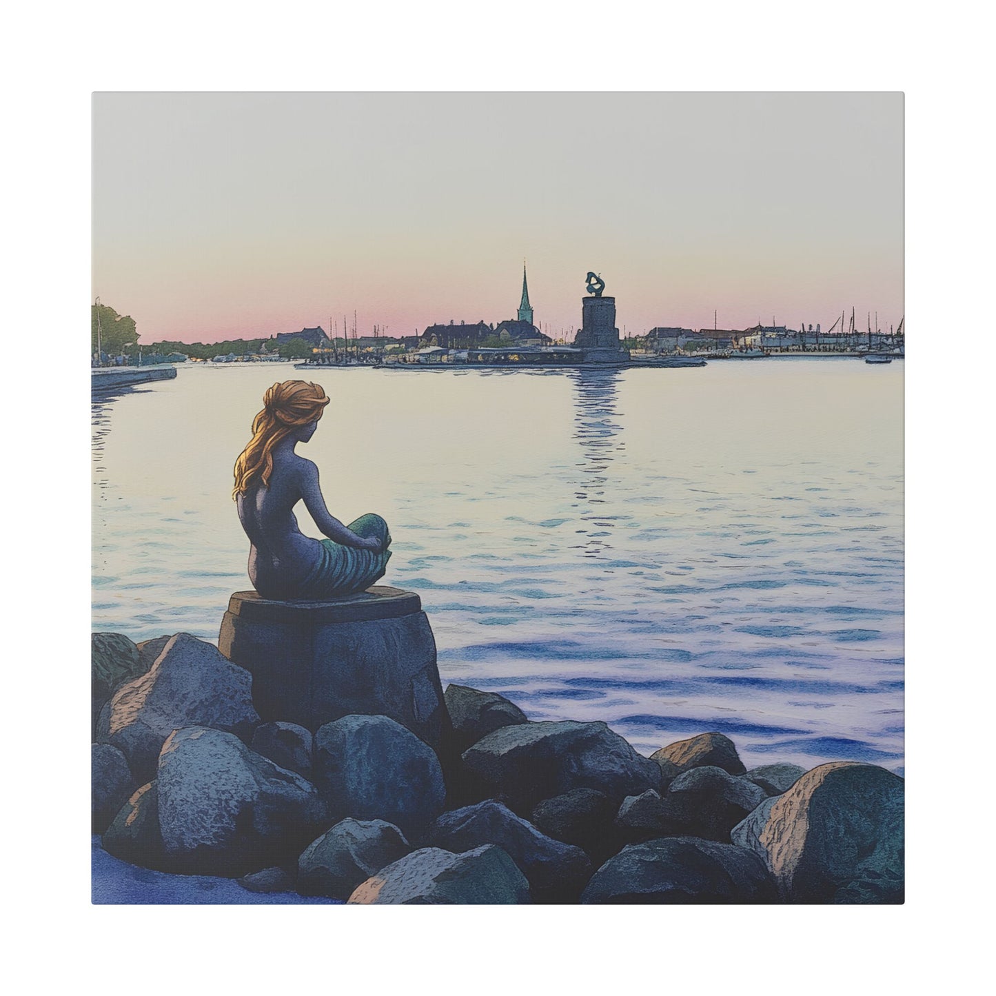 The Little Mermaid at Dawn Canvas