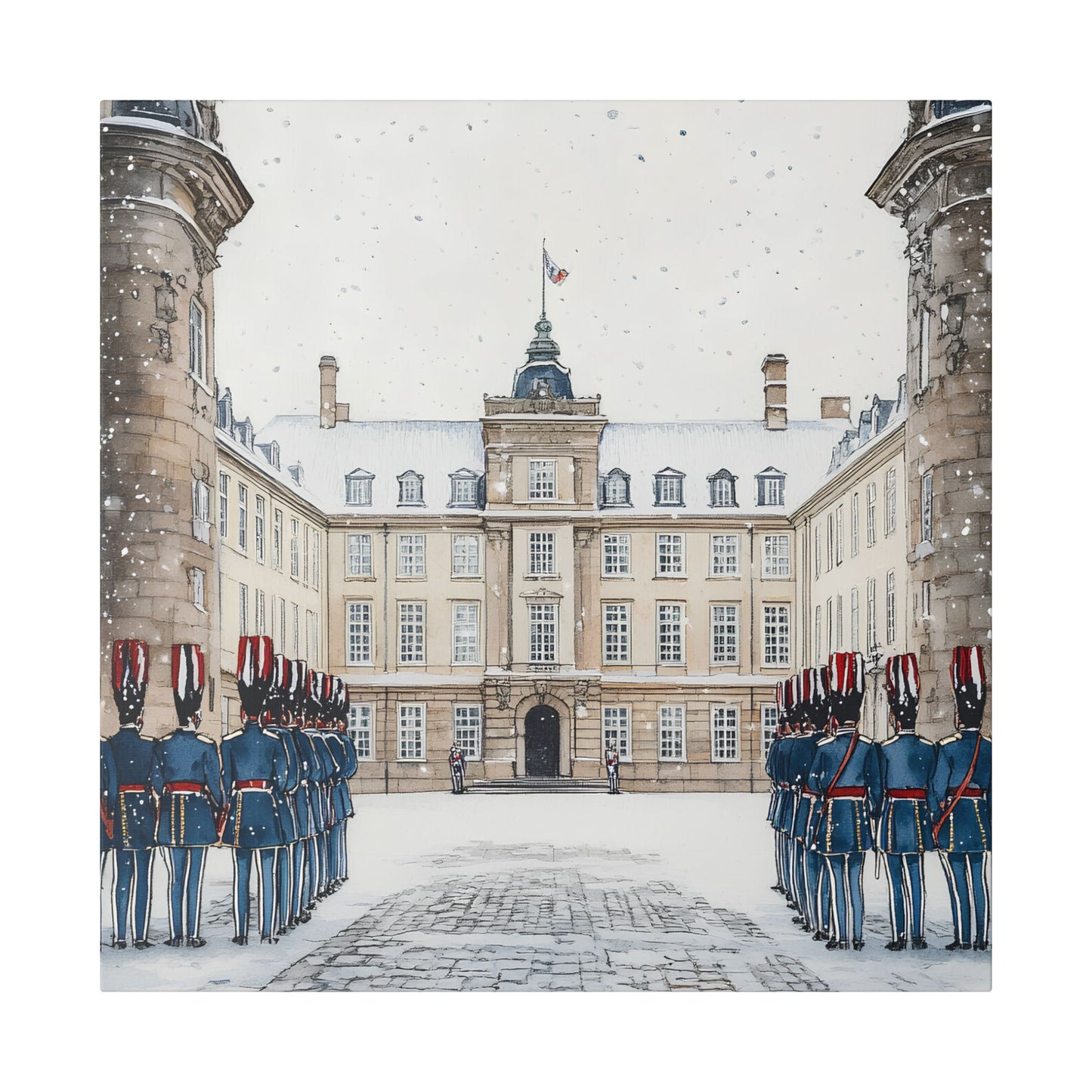 Amalienborg Palace Winter Scene Canvas