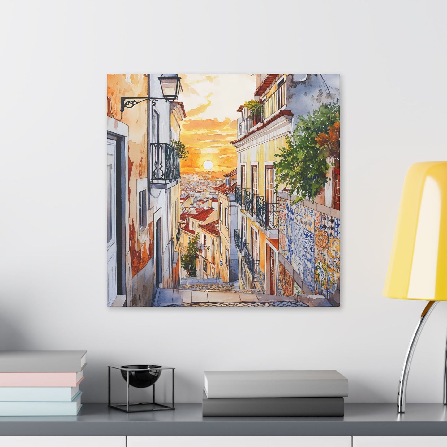 Alfama Streets at Sunrise Canvas