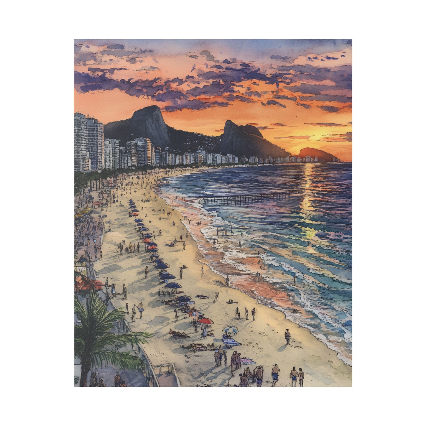 Copacabana Beach at Sunset Canvas