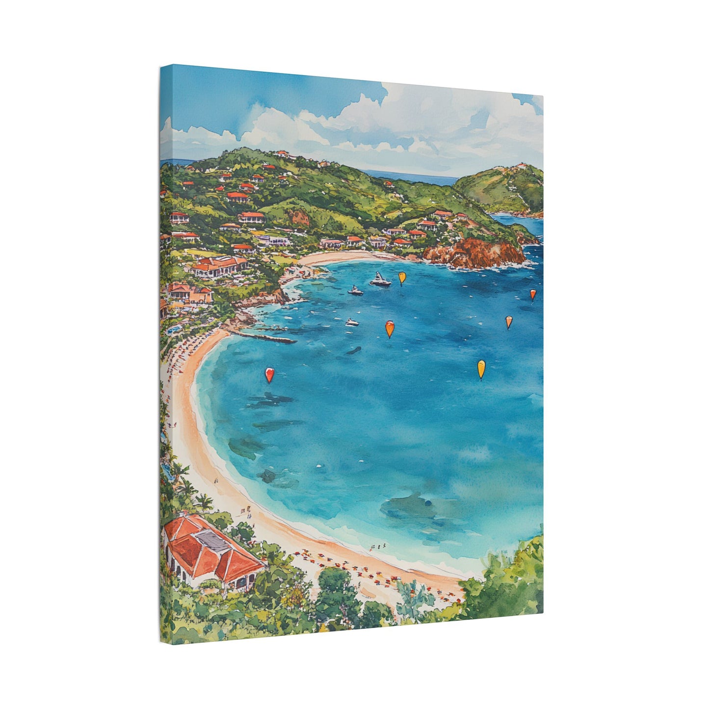 St Barth St. Jean Bay from Above Canvas