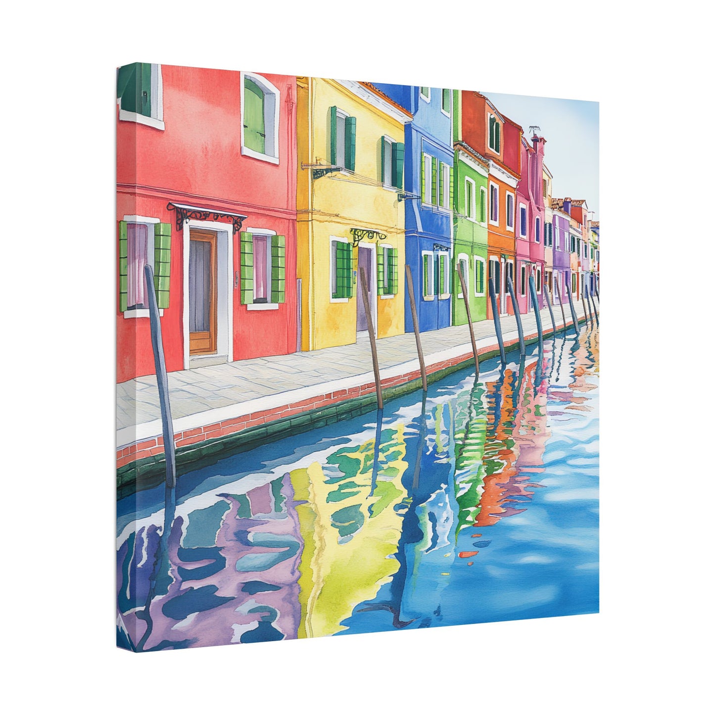 Burano Colorful Houses by the Canal Canvas