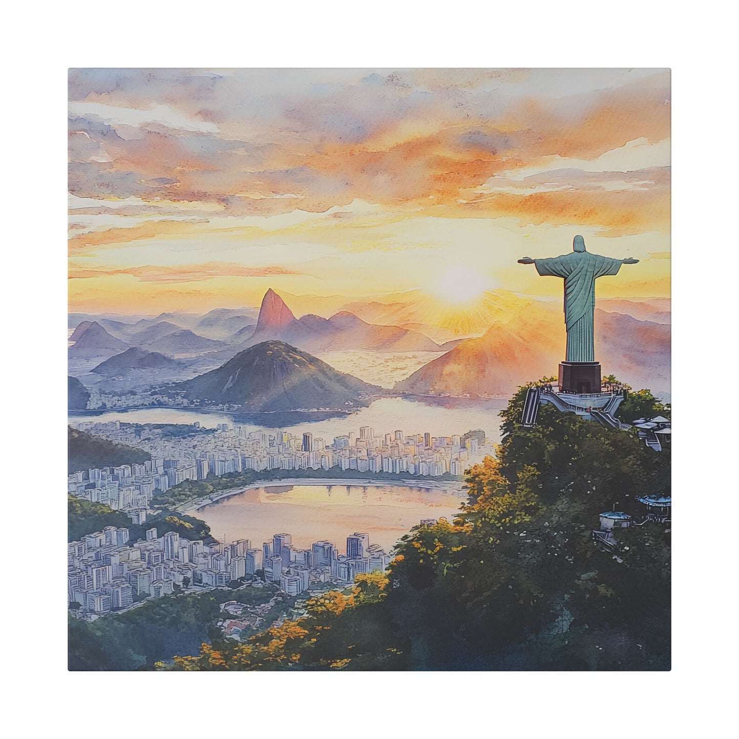 Christ the Redeemer at Sunrise Canvas