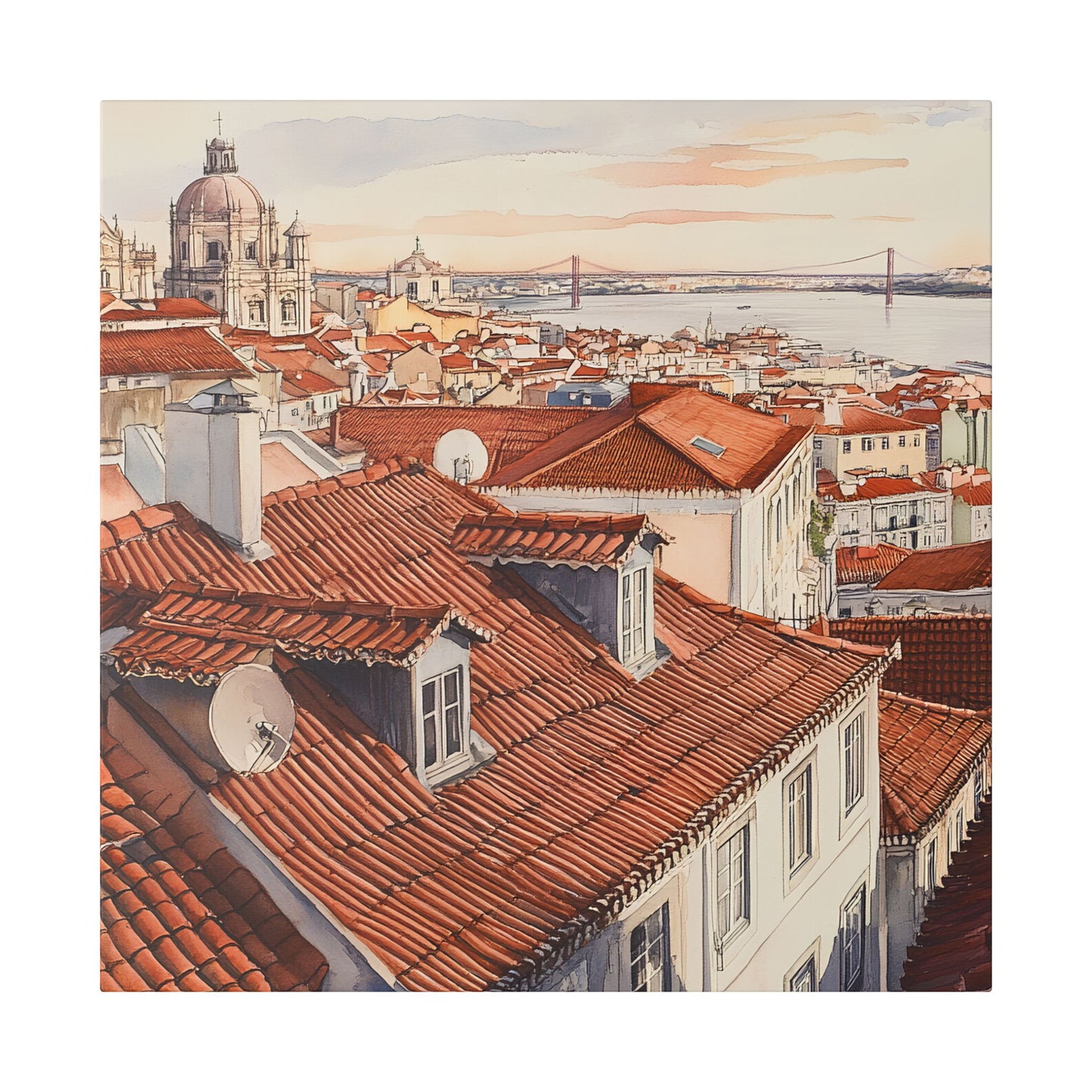 Lisbon Rooftop Panorama Canvas