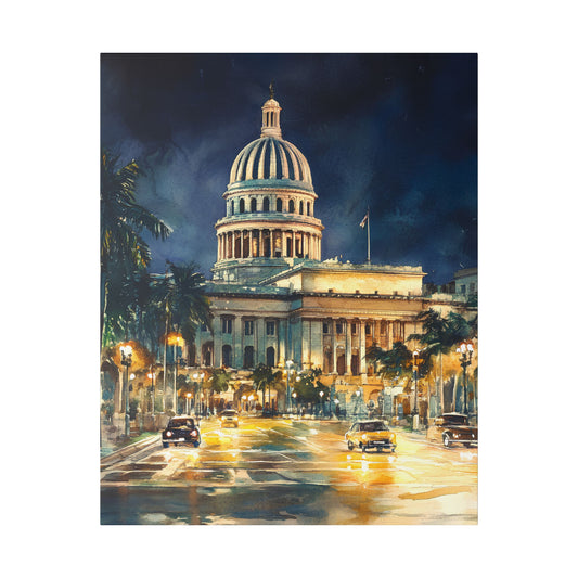 El Capitolio by Night Canvas