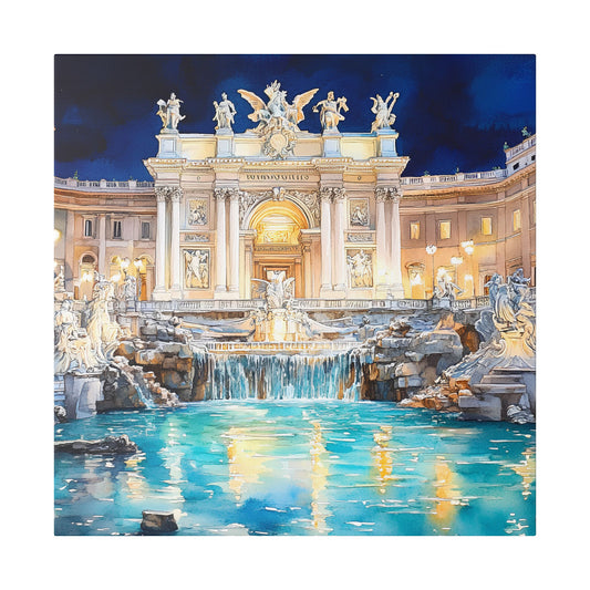 Trevi Fountain by Night Canvas