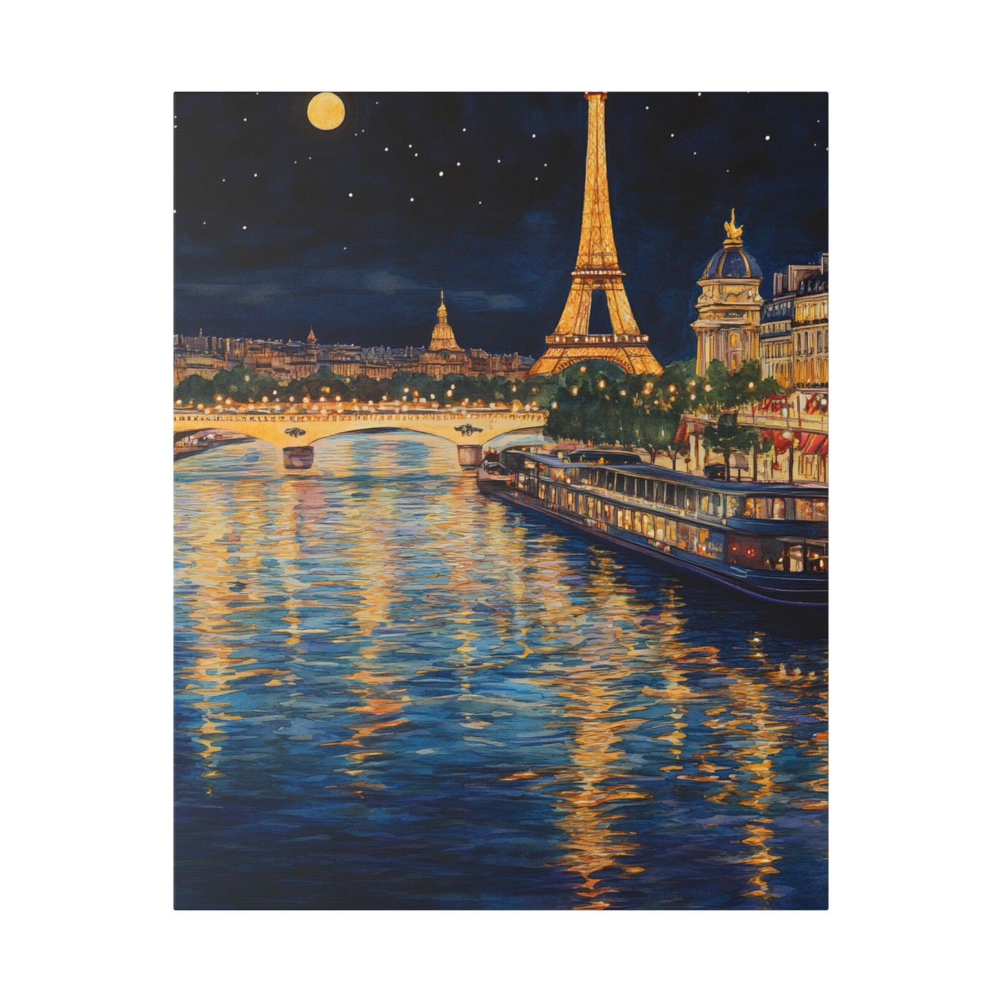 Seine River Cruise at Night Canvas