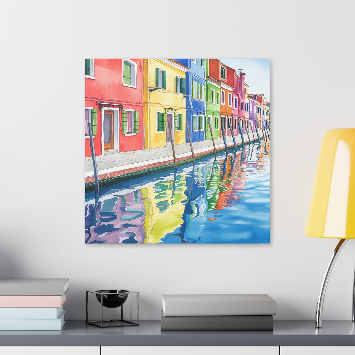 Burano Colorful Houses by the Canal Canvas