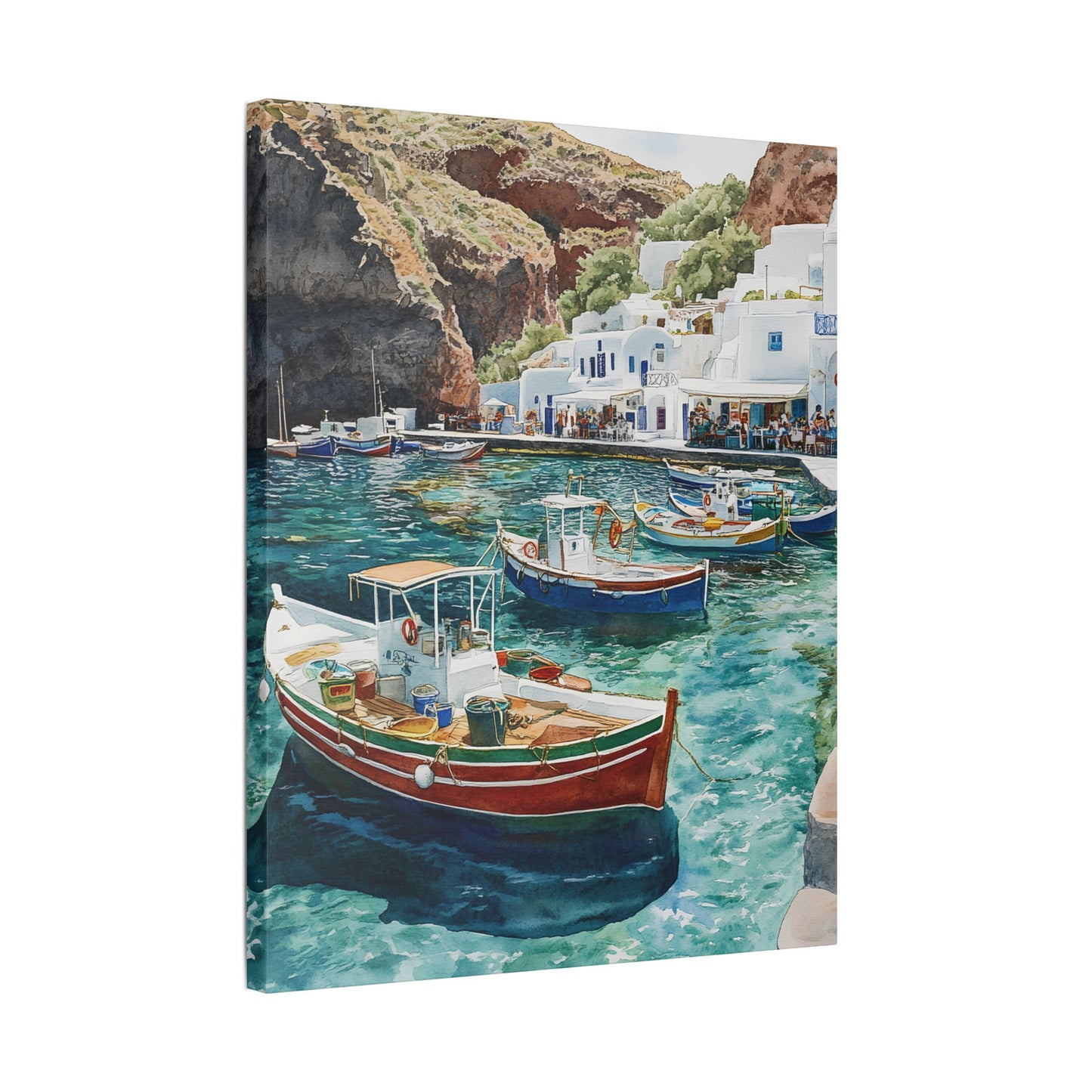 Ammoudi Bay Fishing Boats Canvas