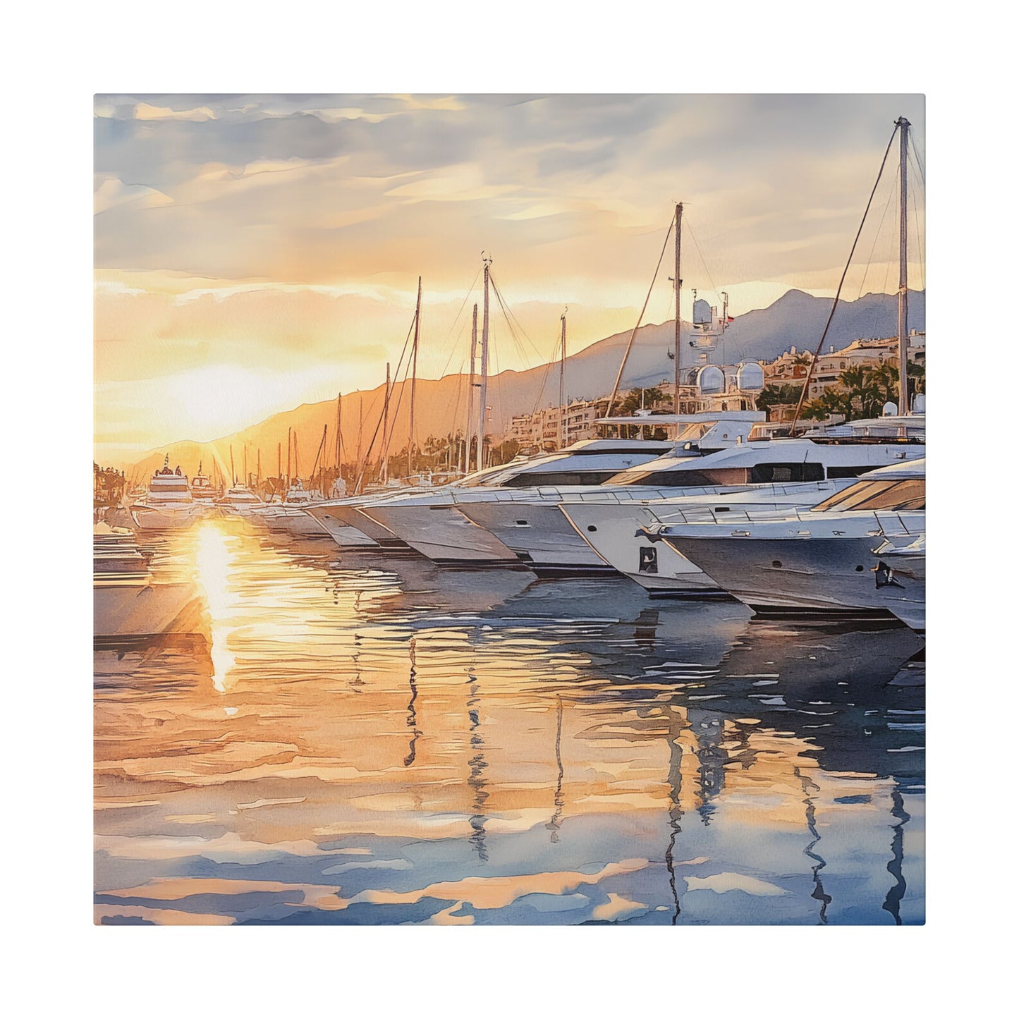 Puerto Banús Marina at Sunset Canvas