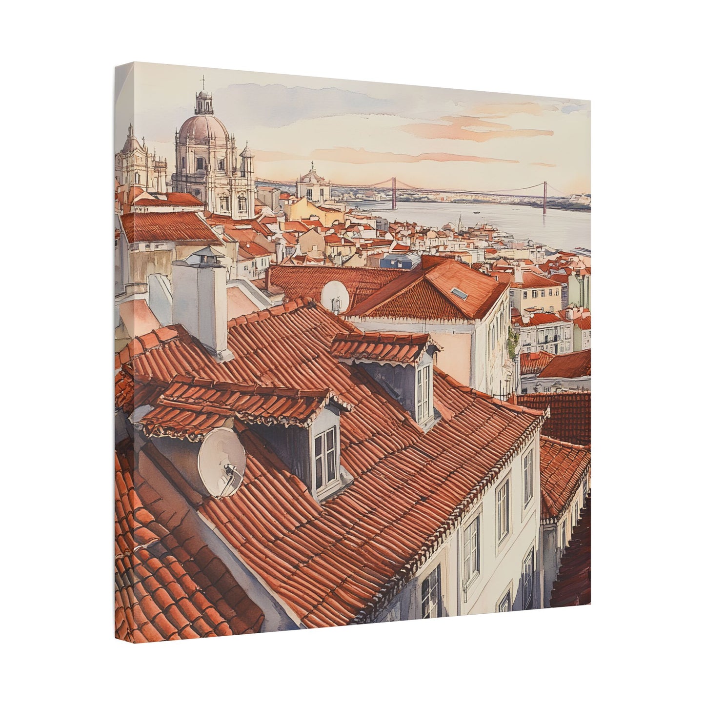 Lisbon Rooftop Panorama Canvas