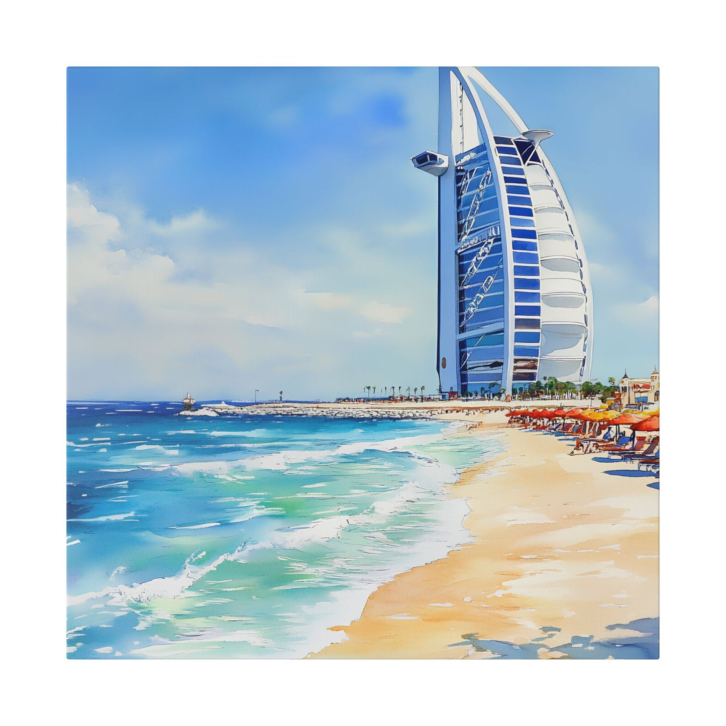 Burj Al Arab from the Beach Canvas