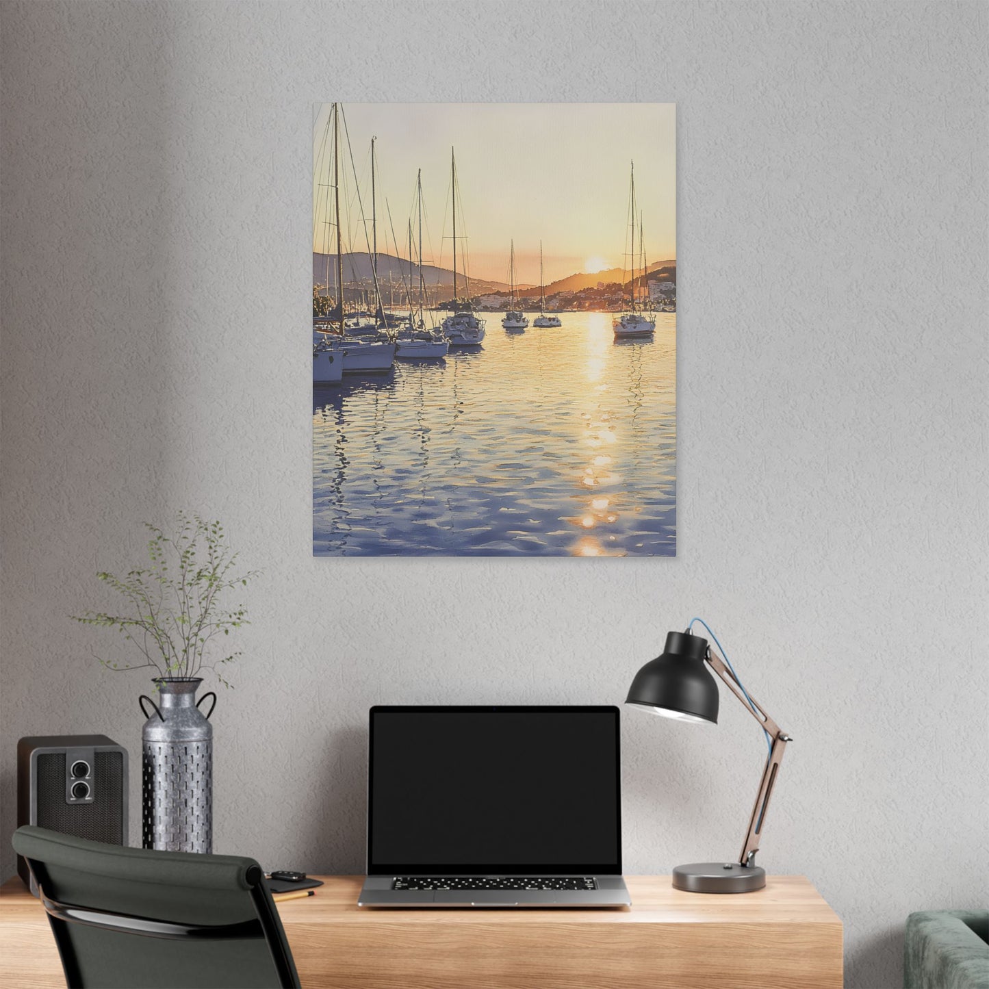 Ibiza Harbour View at Sunrise Canvas