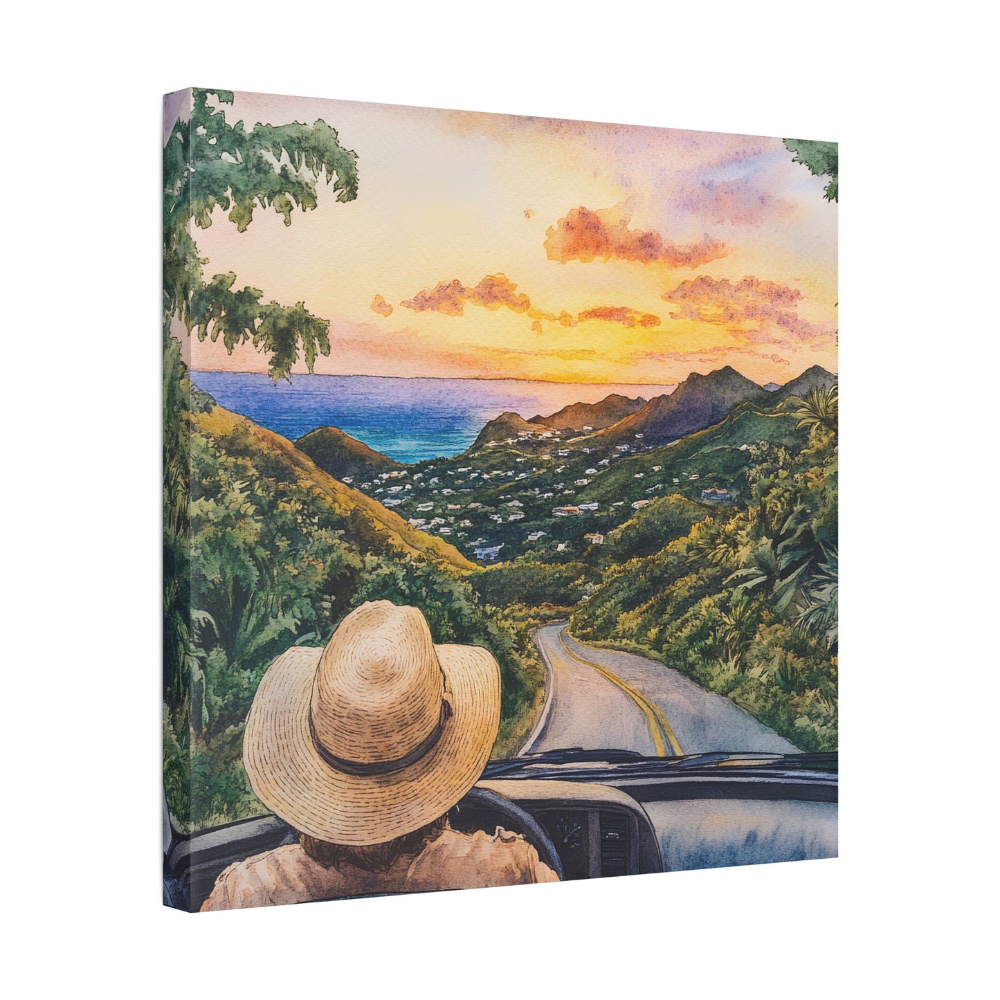 St Barth Island Drive at Sunset Canvas