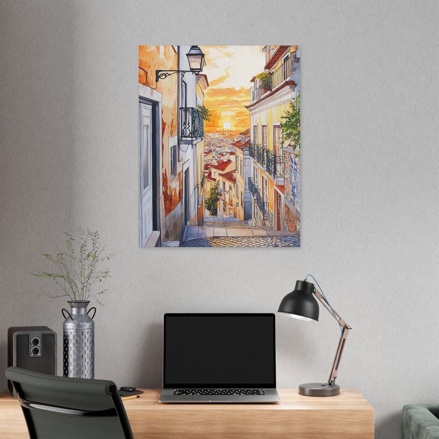 Alfama Streets at Sunrise Canvas