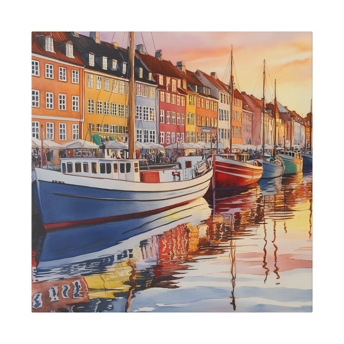 Nyhavn Harbor at Sunset Canvas