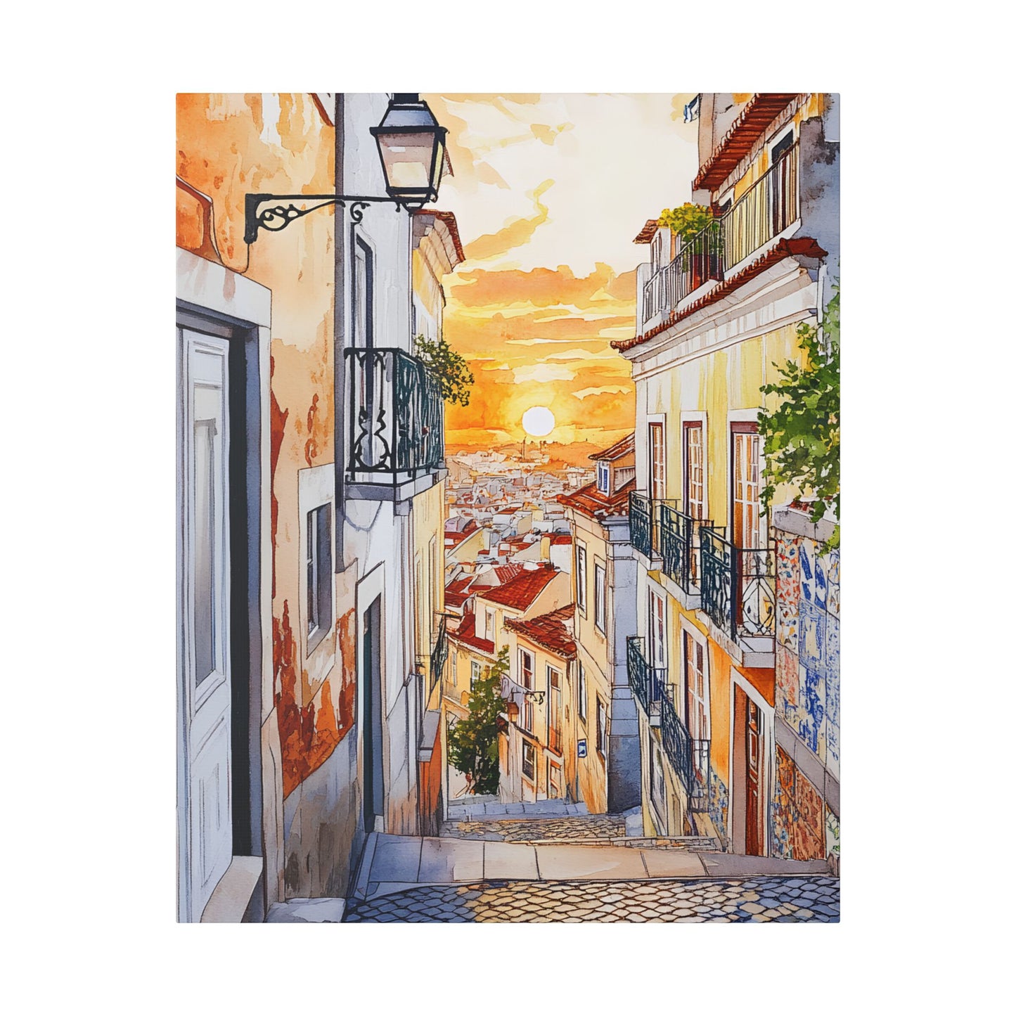 Alfama Streets at Sunrise Canvas