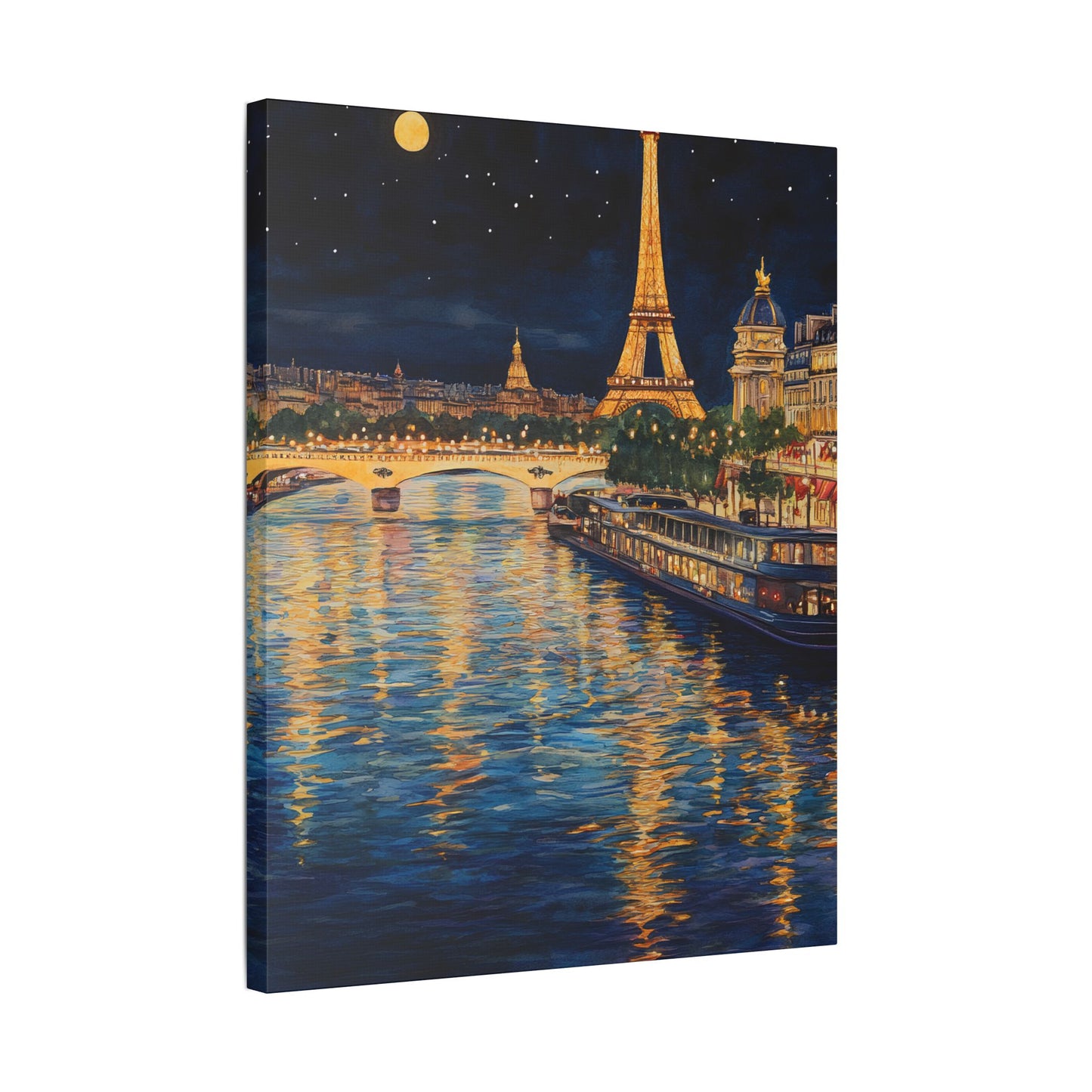 Seine River Cruise at Night Canvas