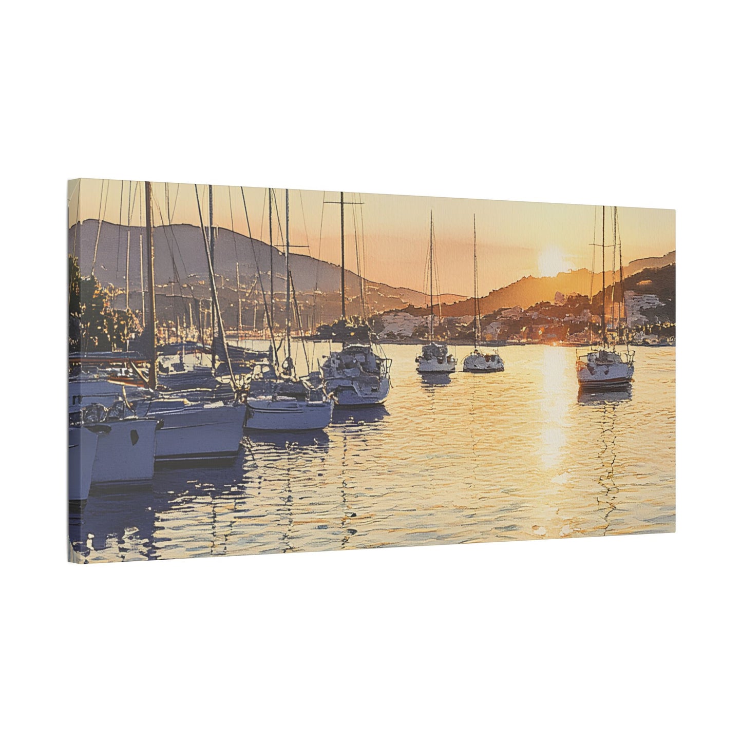 Ibiza Harbour View at Sunrise Canvas