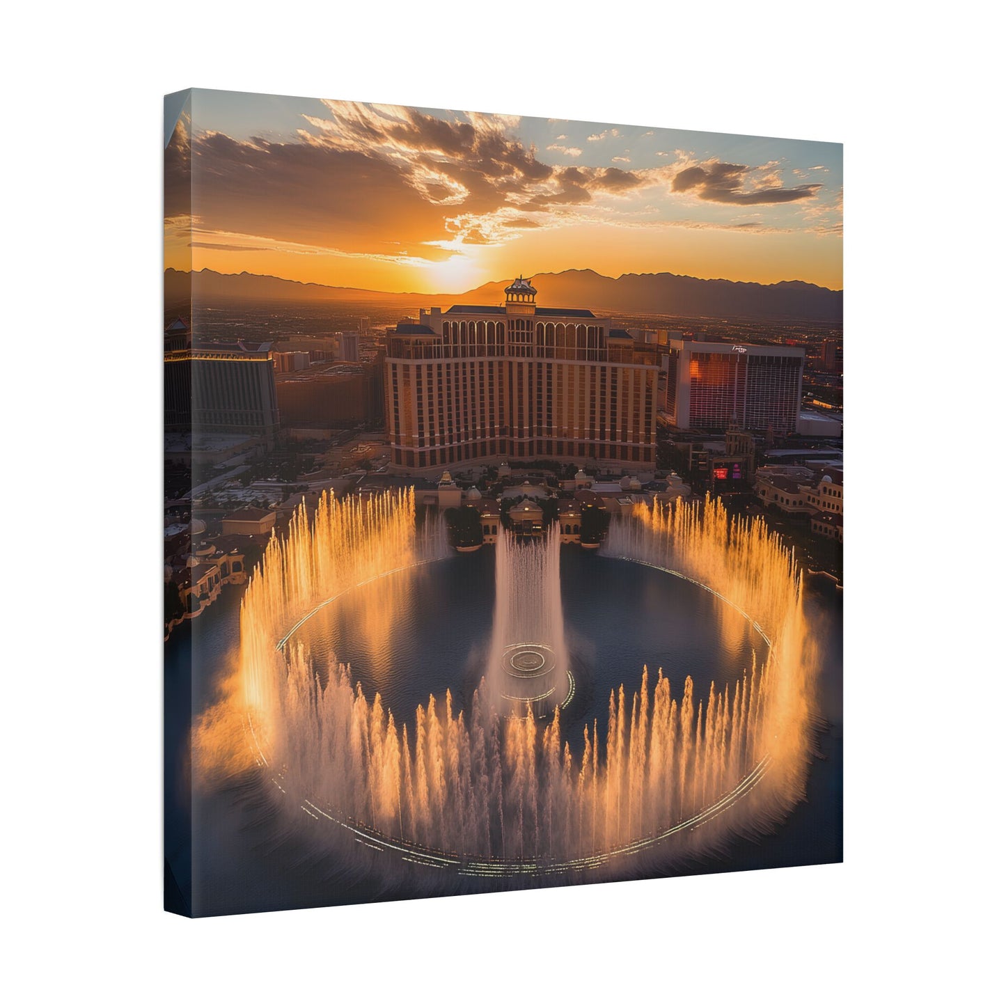 Bellagio Fountains at Sunset Canvas